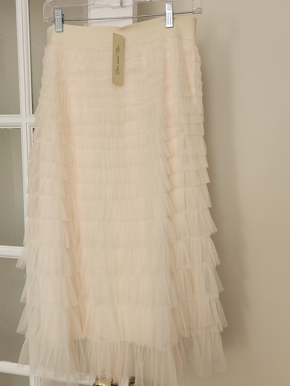 Layered Tulle Midi Skirt in Blush NWT